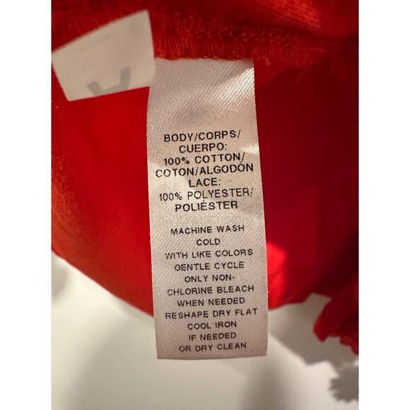 Loft Size Small Red Orange Blouse Embroidered Sunflower Lace Floral Top Cotton - Picture 8 of 12